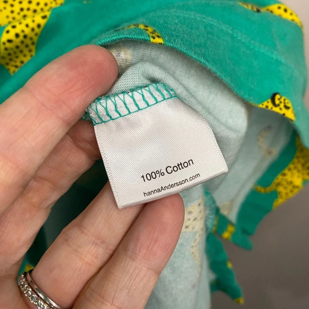 Hanna Andersson Green Cheetah Print Cotton T-Shirt Dress Girls Size 8 130cm
